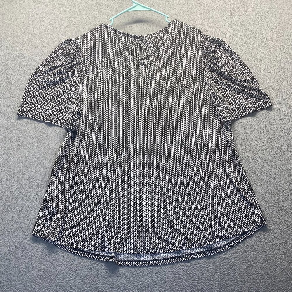 Adrianna Papell Top Blouse White Black Speckled Layered Flutter Sleeves Size 2X